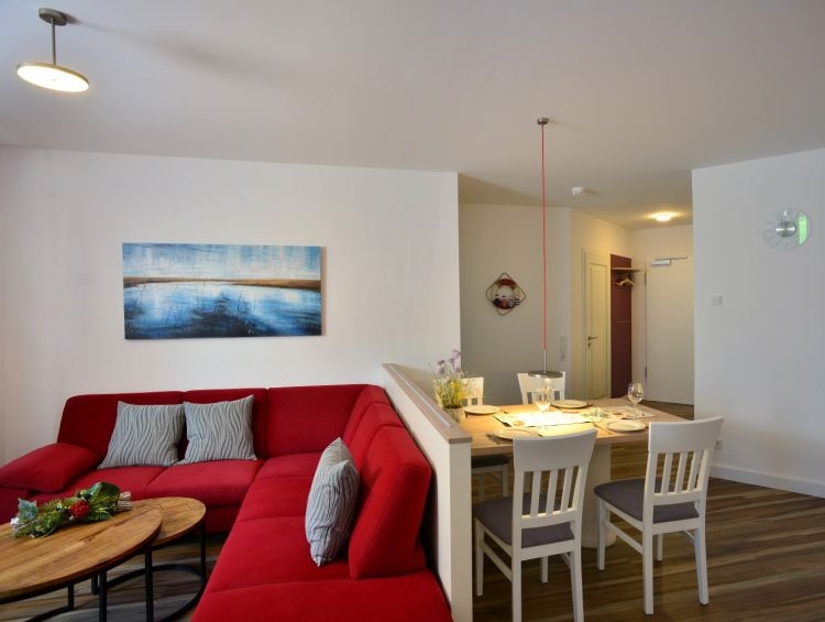 Wohnzimmer in der Ferienwohnung Villa Meeresblau 06